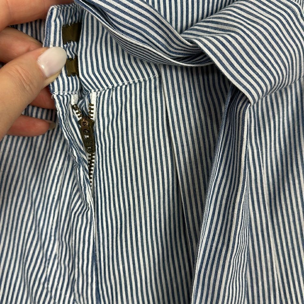 Vineyard Vines Cotton White And Blue Striped Wide Leg Ankle Pants Size 10 - Picture 3 of 10